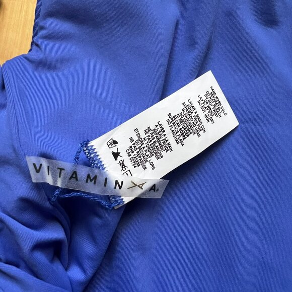 Vitamin A Swim Blue Leah Rib Low Back High Leg Bodysuit Cheeky Swimsuit 6 Small - Picture 6 of 9